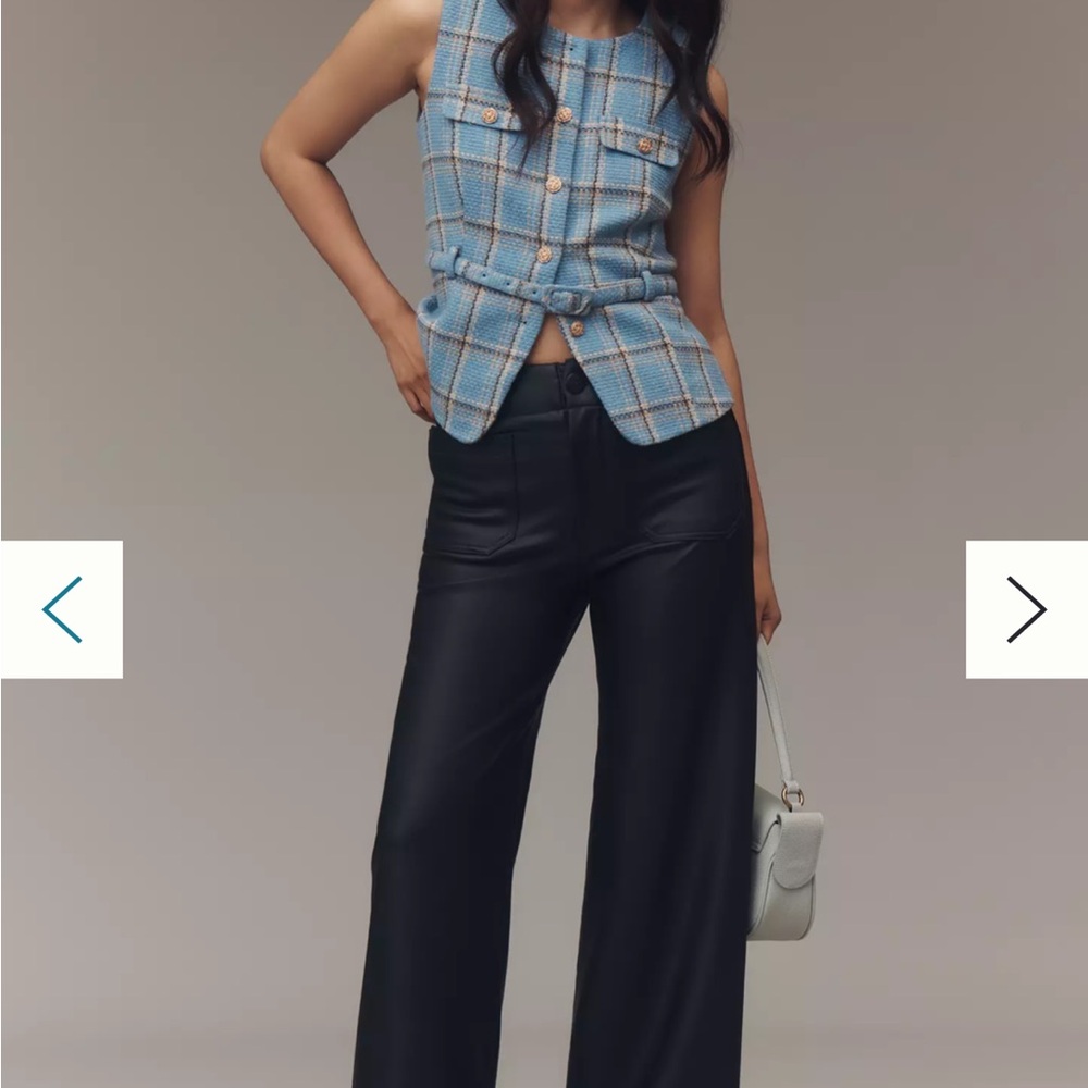 Anthropologie Faux Leather Full-Length Wide-Leg Pants by Maeve